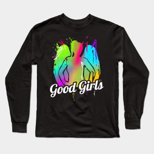 Colorful painted girl with angels wings - the good Long Sleeve T-Shirt